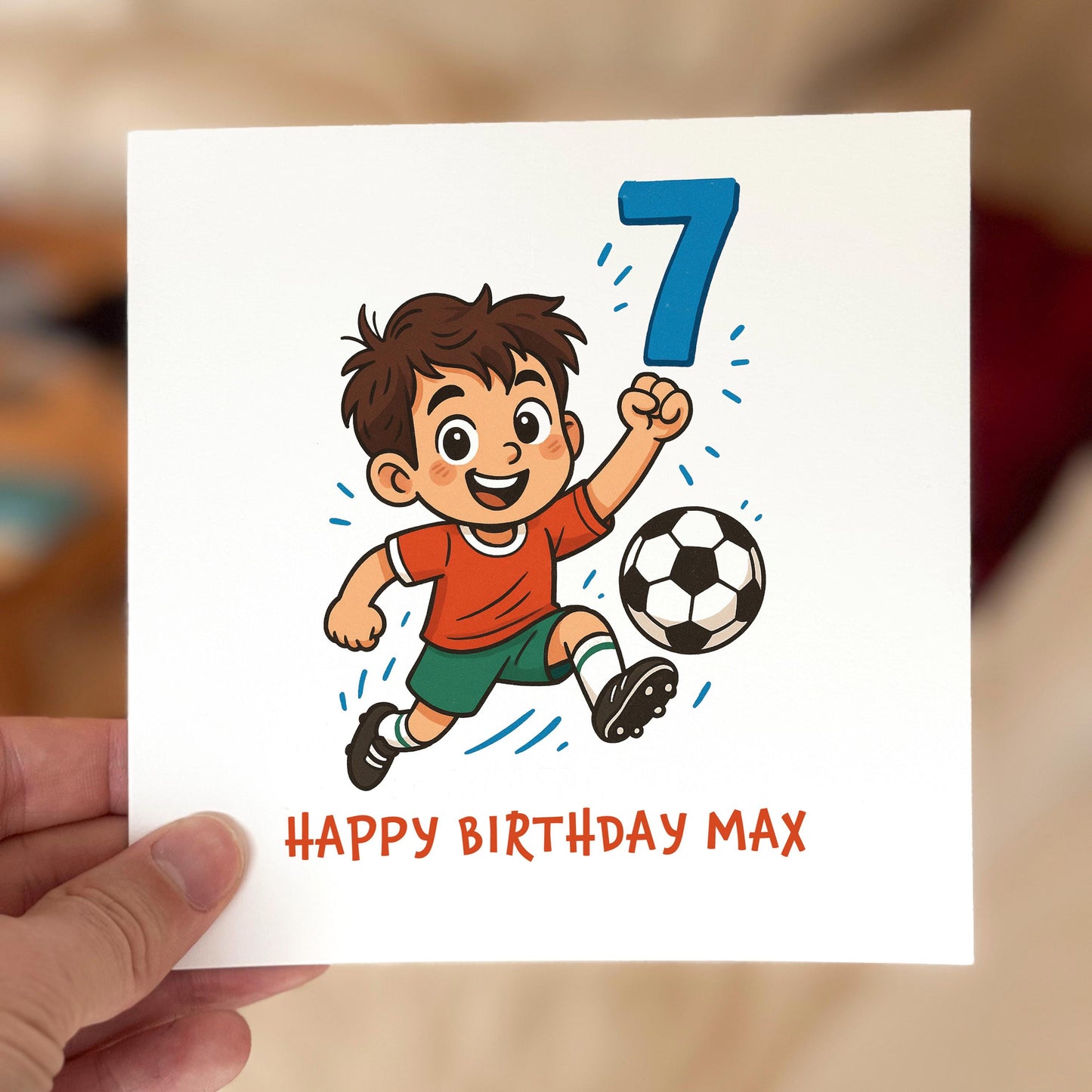 Personalized Football 7th Birthday Card for Son
