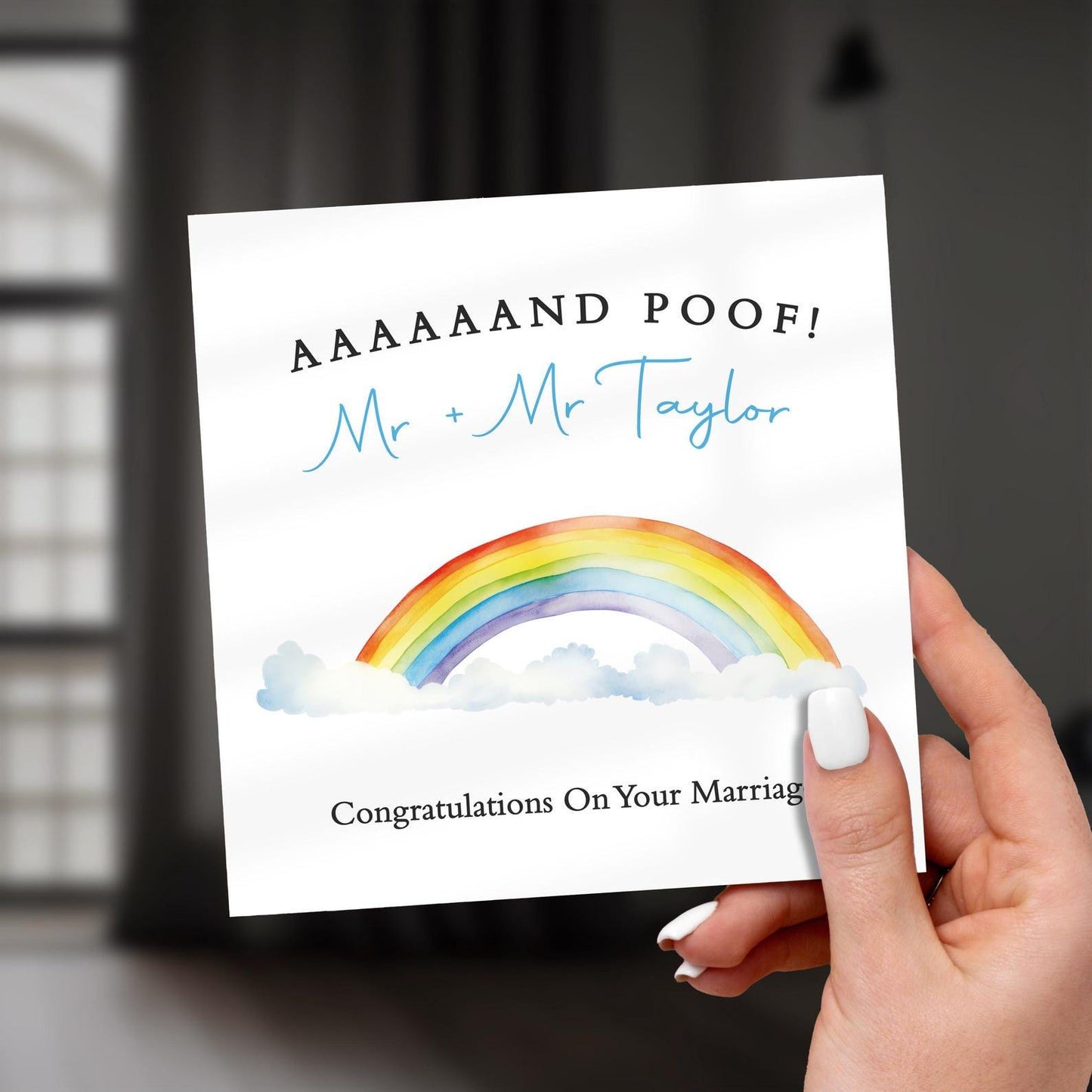 Funny Gay Wedding Card, Mr and Mr Card, Personalised Wedding Card, LGBTQ Wedding Card, Rainbow Marriage Card, Custom Name Card