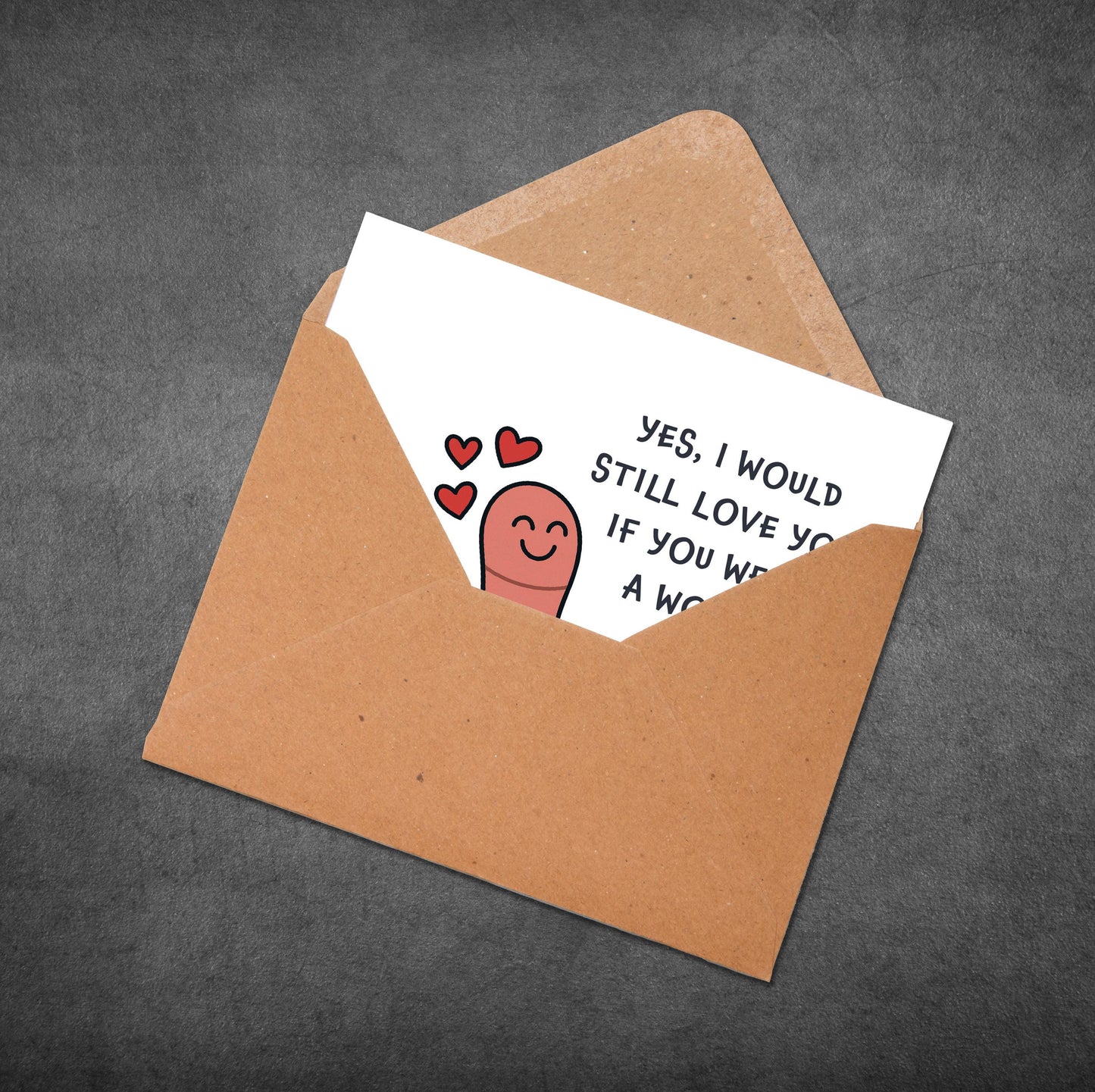 Funny Anniversary Card: Hypothetical Love Joke, Worm Question