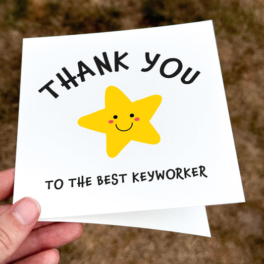 Thank You Keyworker Card: Star Design, NHS, Nursery Staff