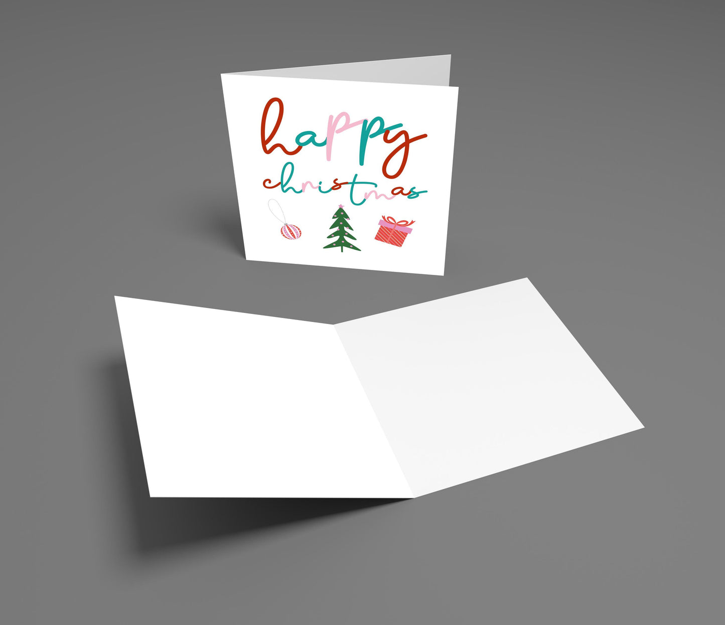 Modern Happy Christmas Card: Colorful Festive Design