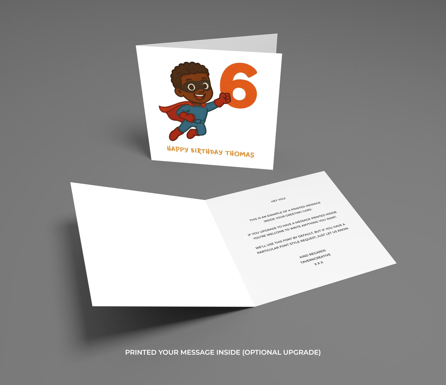 Personalized Superhero 6th Birthday Card: Comic Style Kids Card