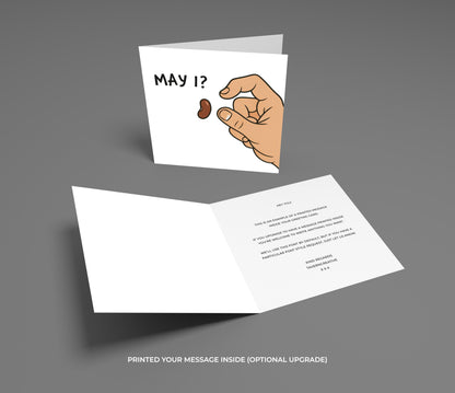 Greeting card with hand-drawn illustration and text on a gray background
