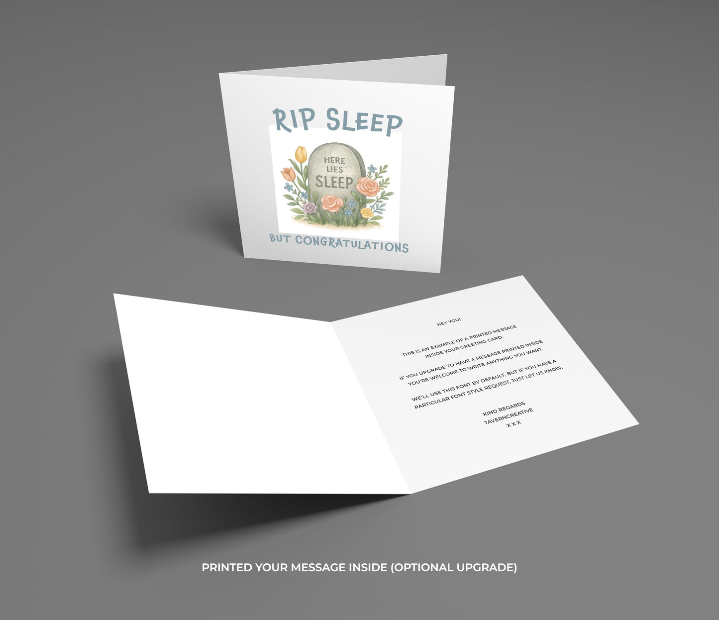 Funny New Baby Card: RIP Sleep, Humorous New Parent Congratulations