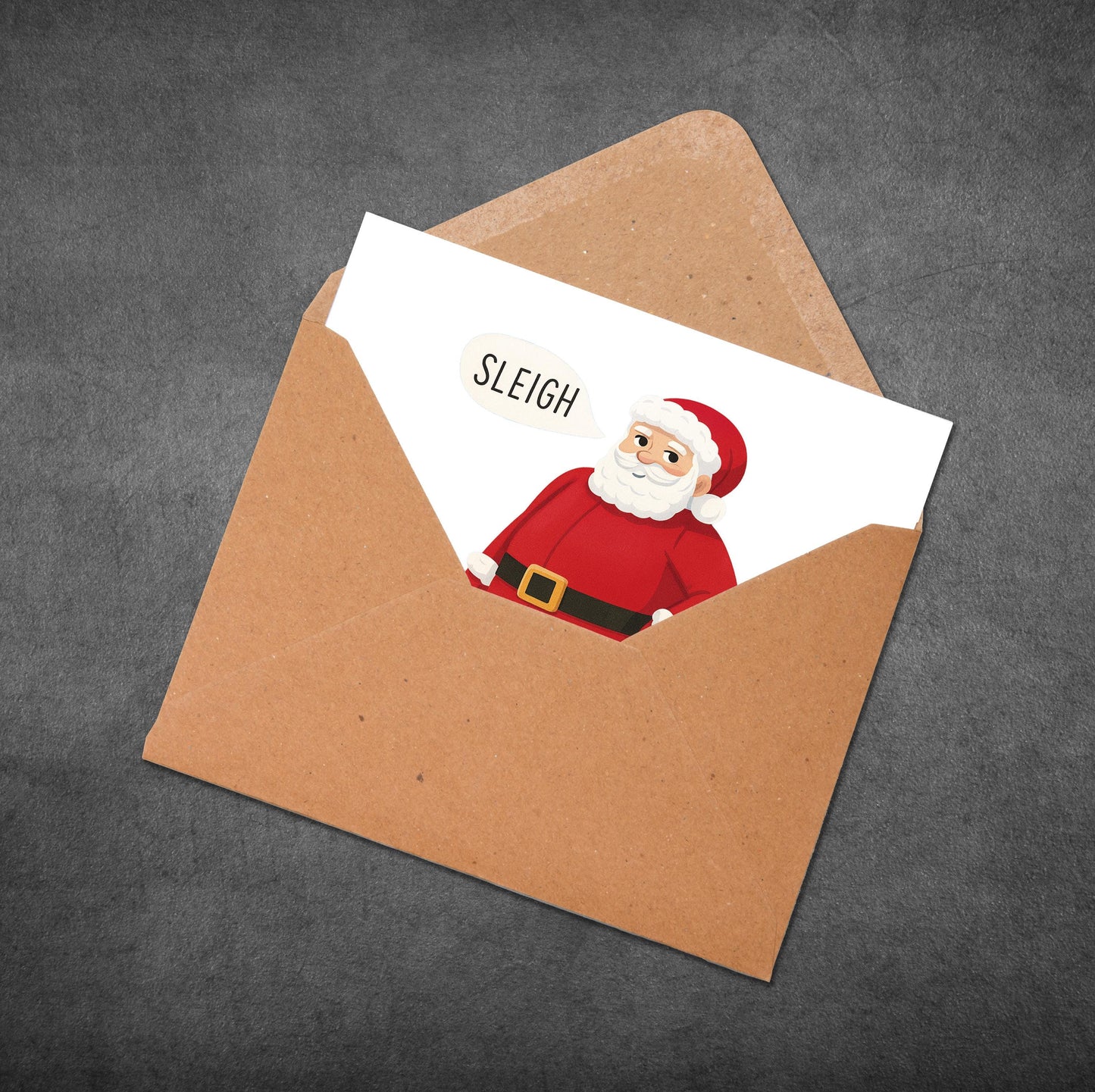 Funny Santa Christmas Card: Sleigh Pun Holiday Greeting