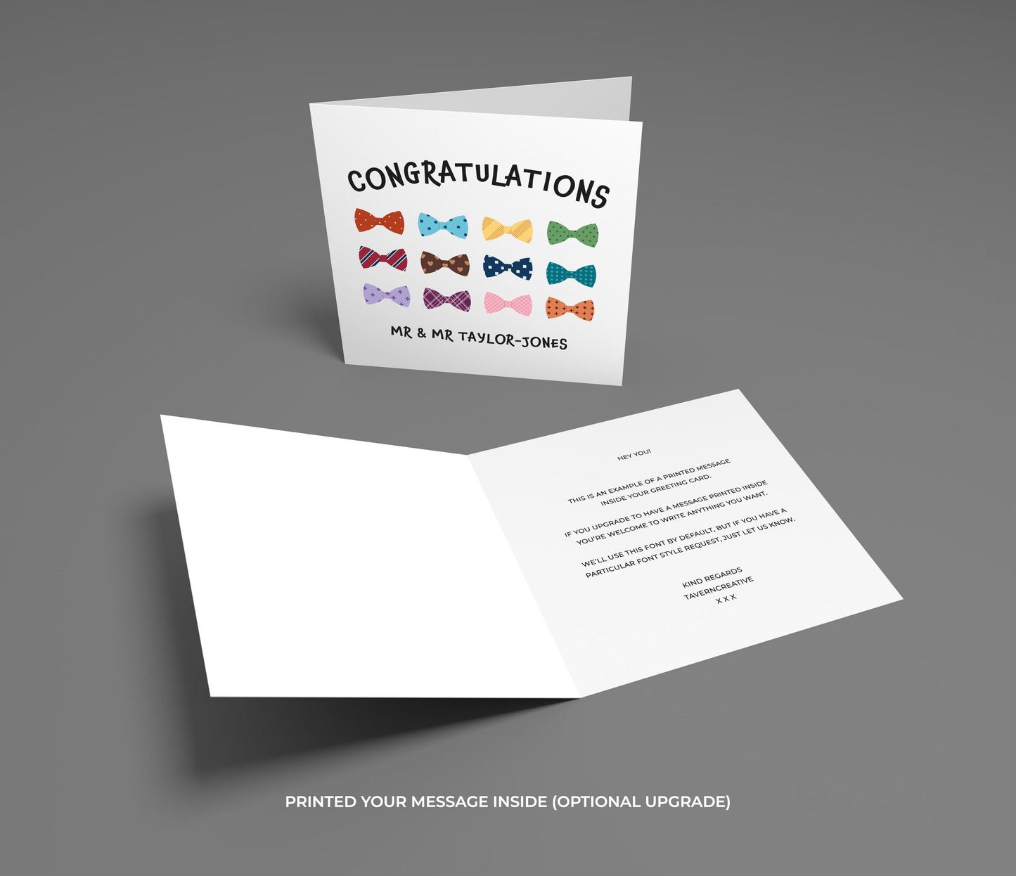 Personalized Mr and Mr Wedding Card: Rainbow Bow Ties, LGBTQ+ Celebration
