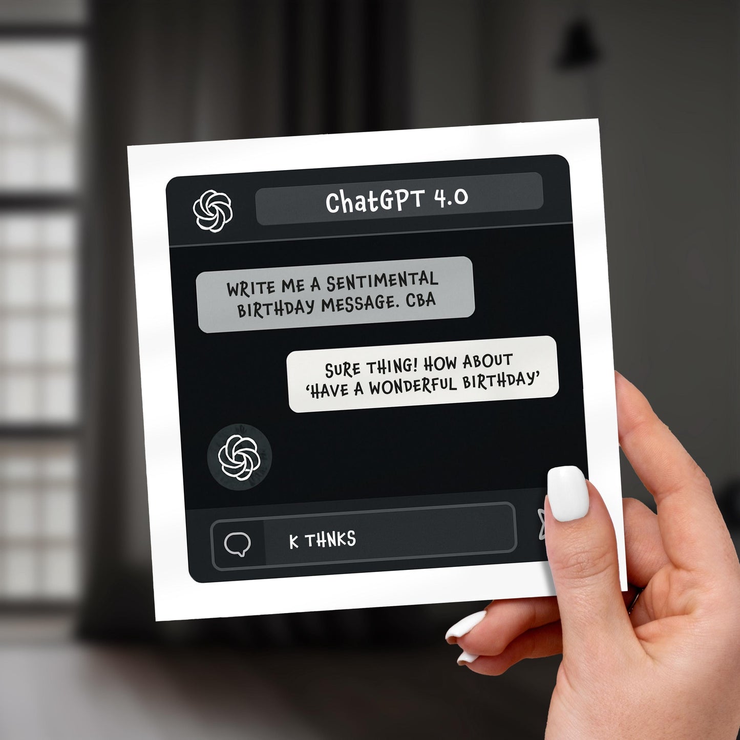 Funny ChatGPT Birthday Card: Sarcastic AI Tech Meme