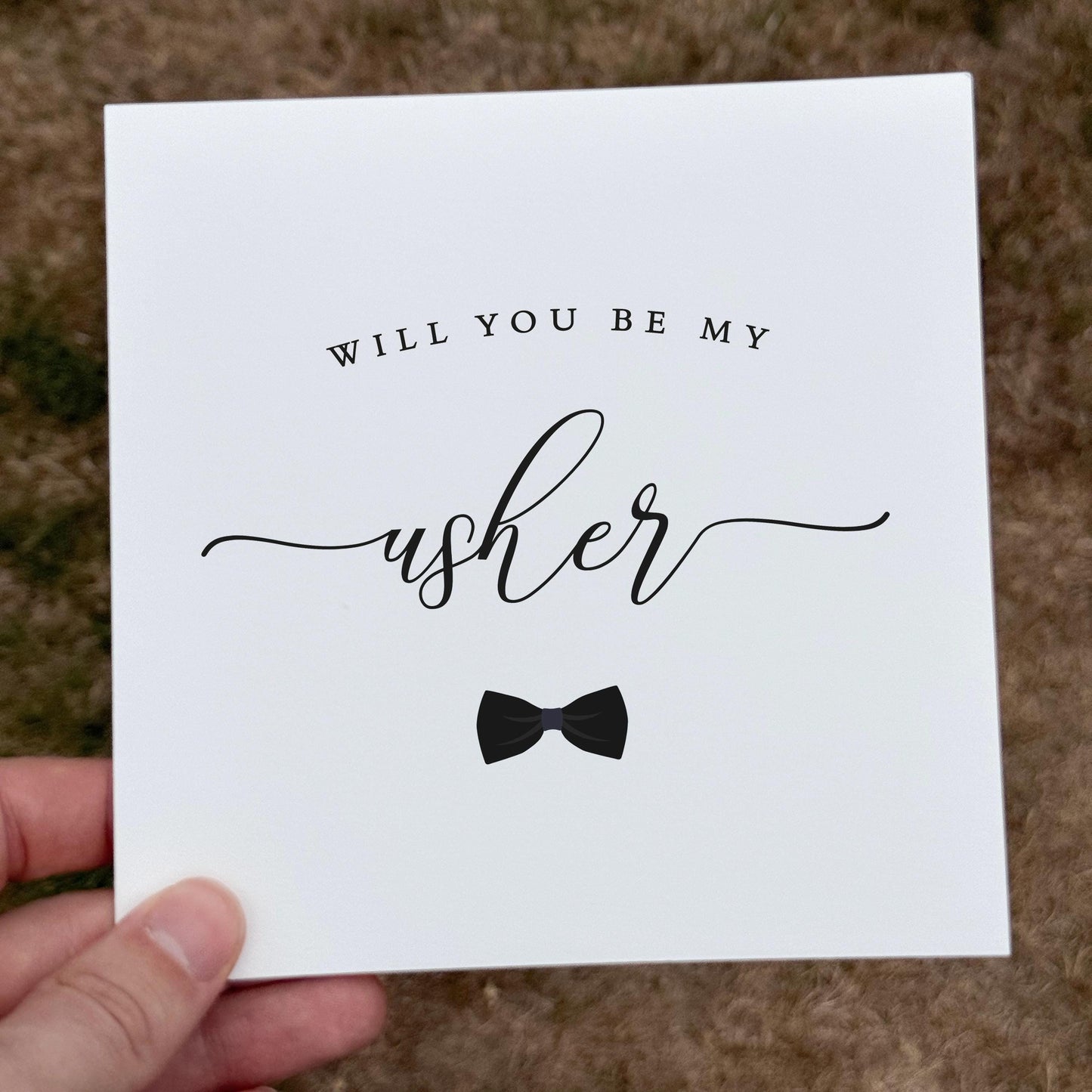 Will You Be My Usher Card: Elegant Groomsman Proposal, Bow Tie Design