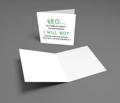 Greeting card with humorous text on a gray background