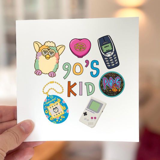 90s Nostalgia Birthday Card: Gameboy, Polly Pocket, Millennial Throwback