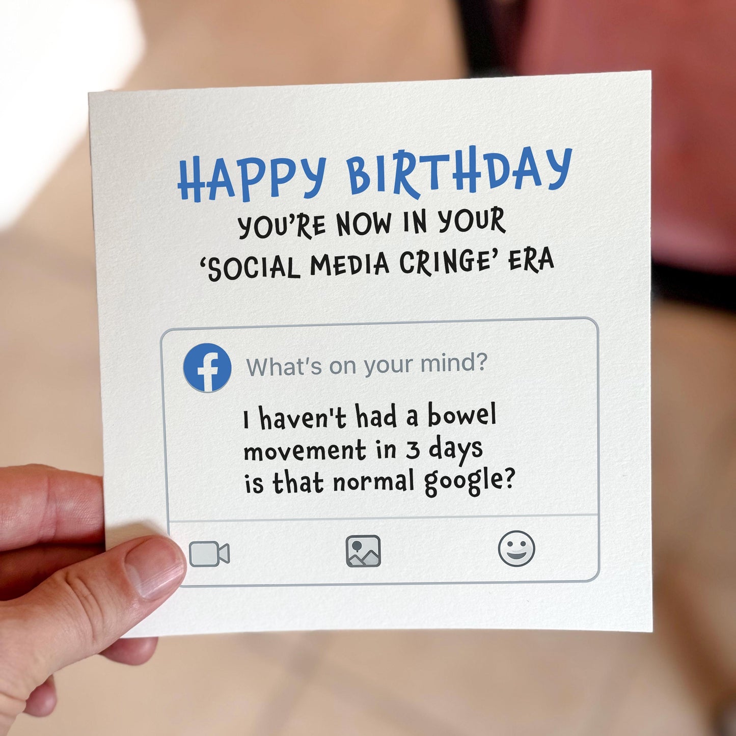 Funny Social Media Cringe Birthday Card: Facebook Overshare Meme