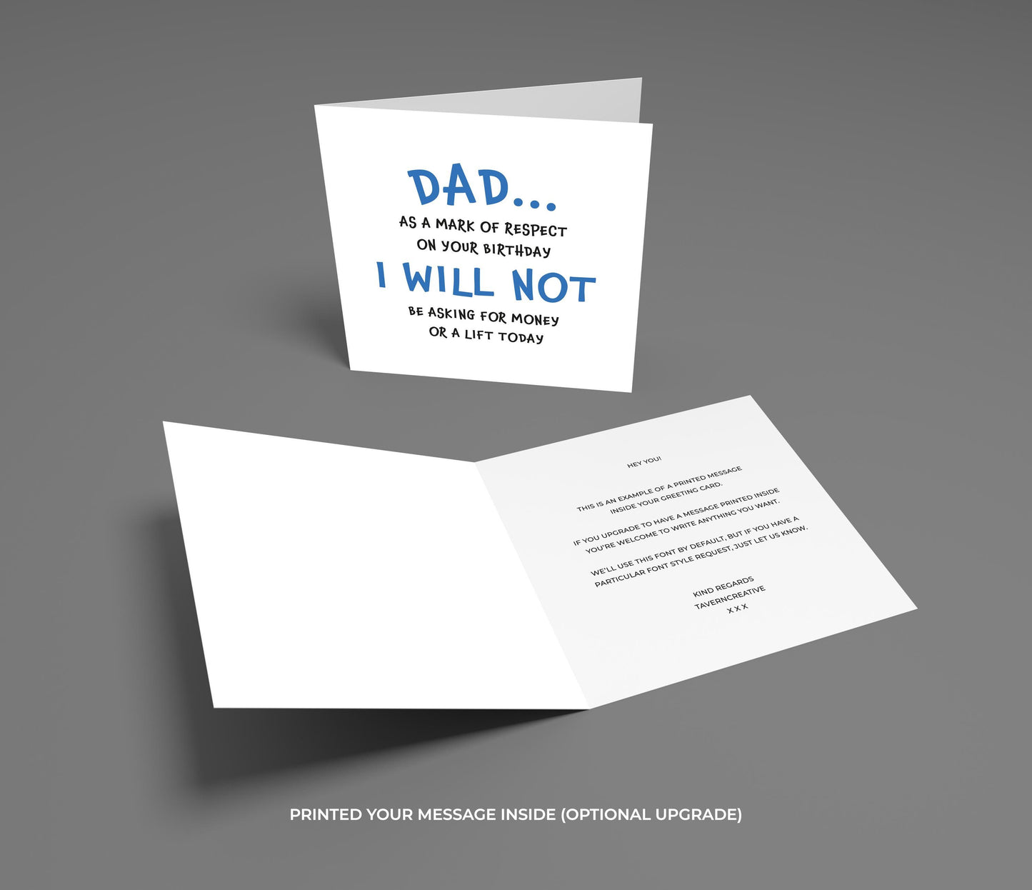 Funny Birthday Card for Dad: Cheeky 'No Money' Promise