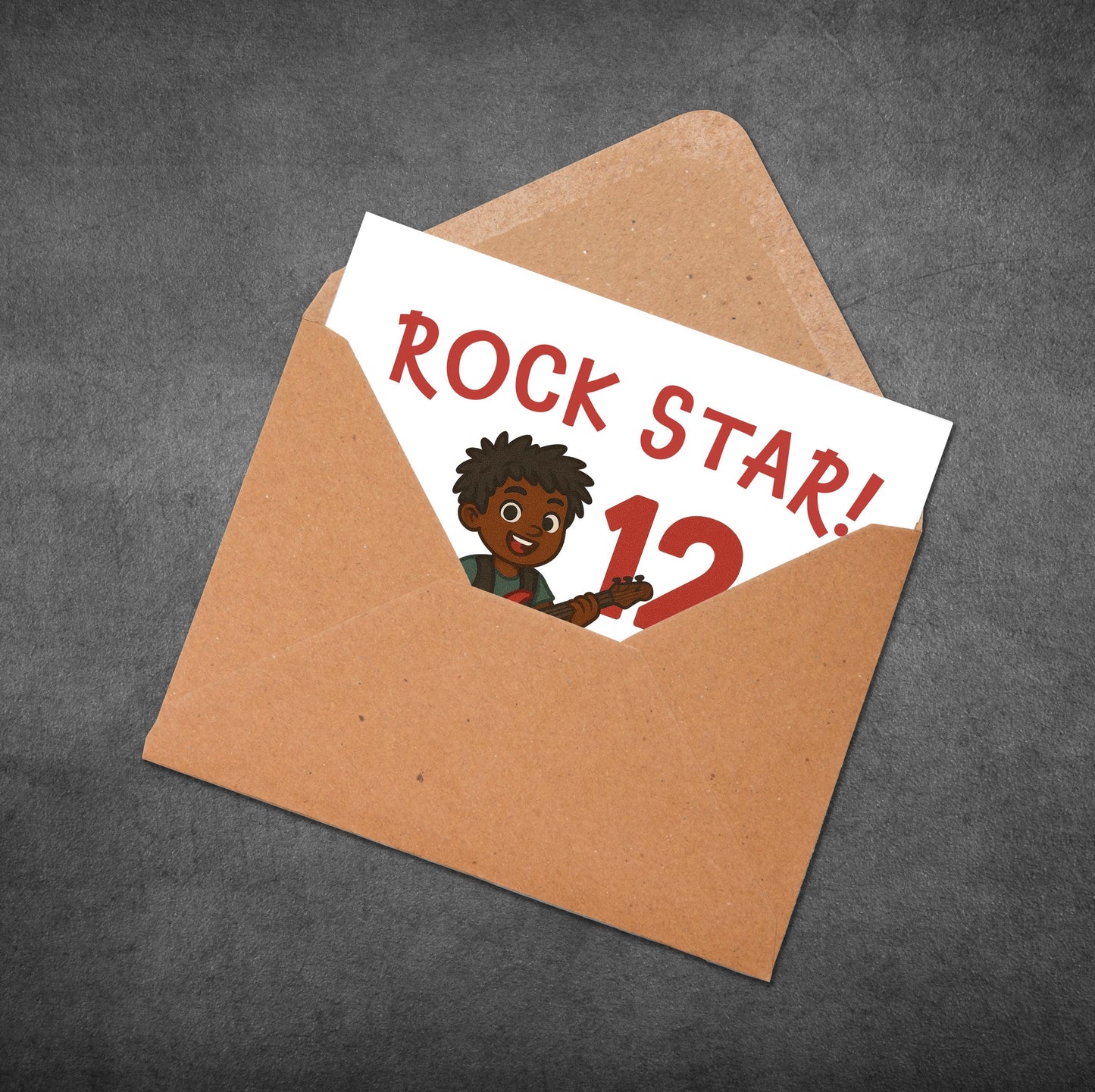 Personalized Rockstar 12th Birthday Card for Boy: Music Lover Guitar Design