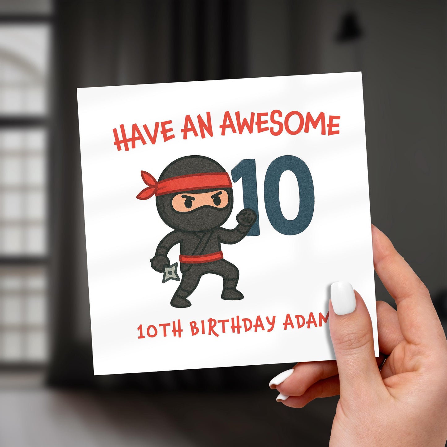Birthday Card for Son, 10th Birthday Card for Boy, Ninja Birthday Card, Cool Card for Him, Funny Kids Birthday Card