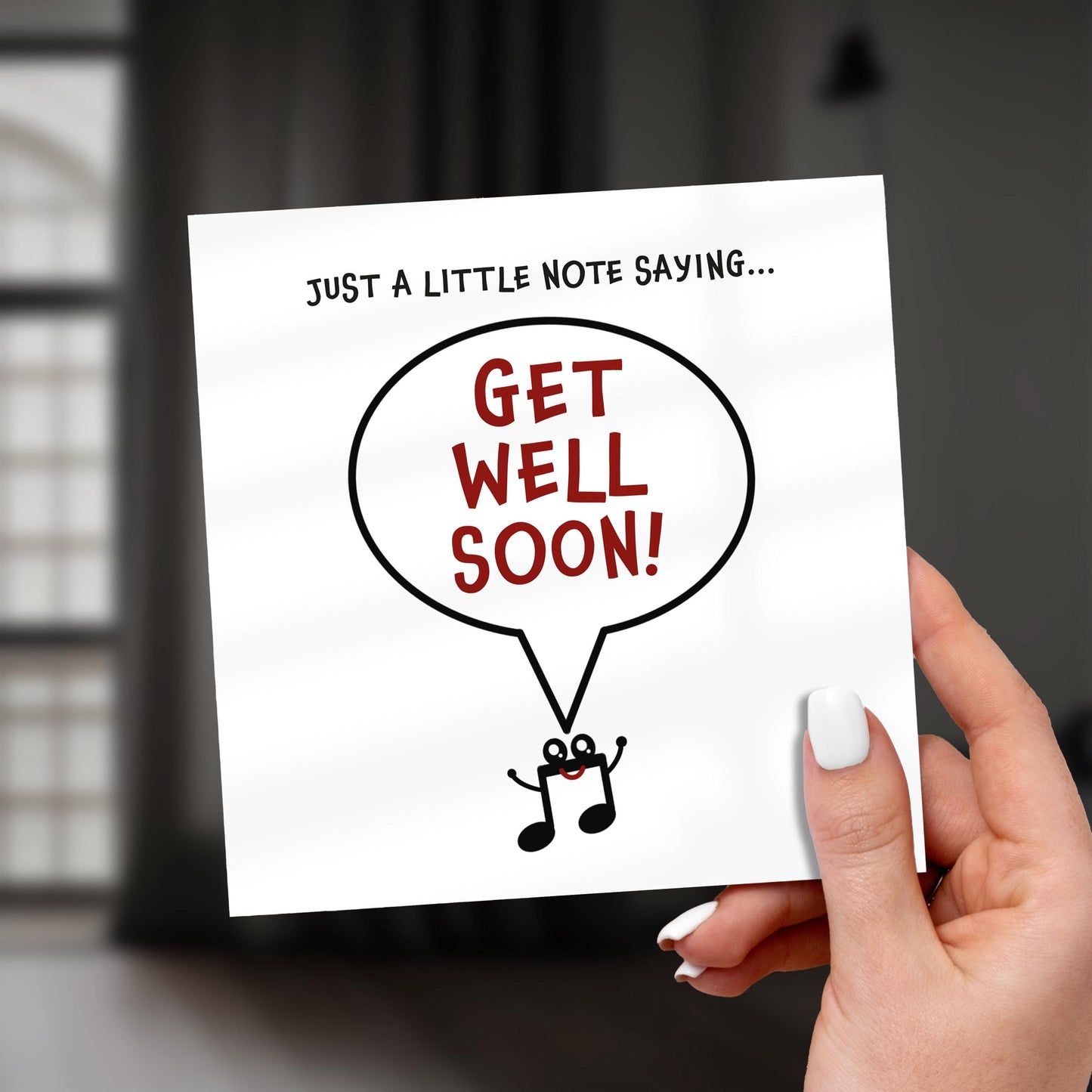 Funny Get Well Soon Card: Musical Note Cheer Up Card