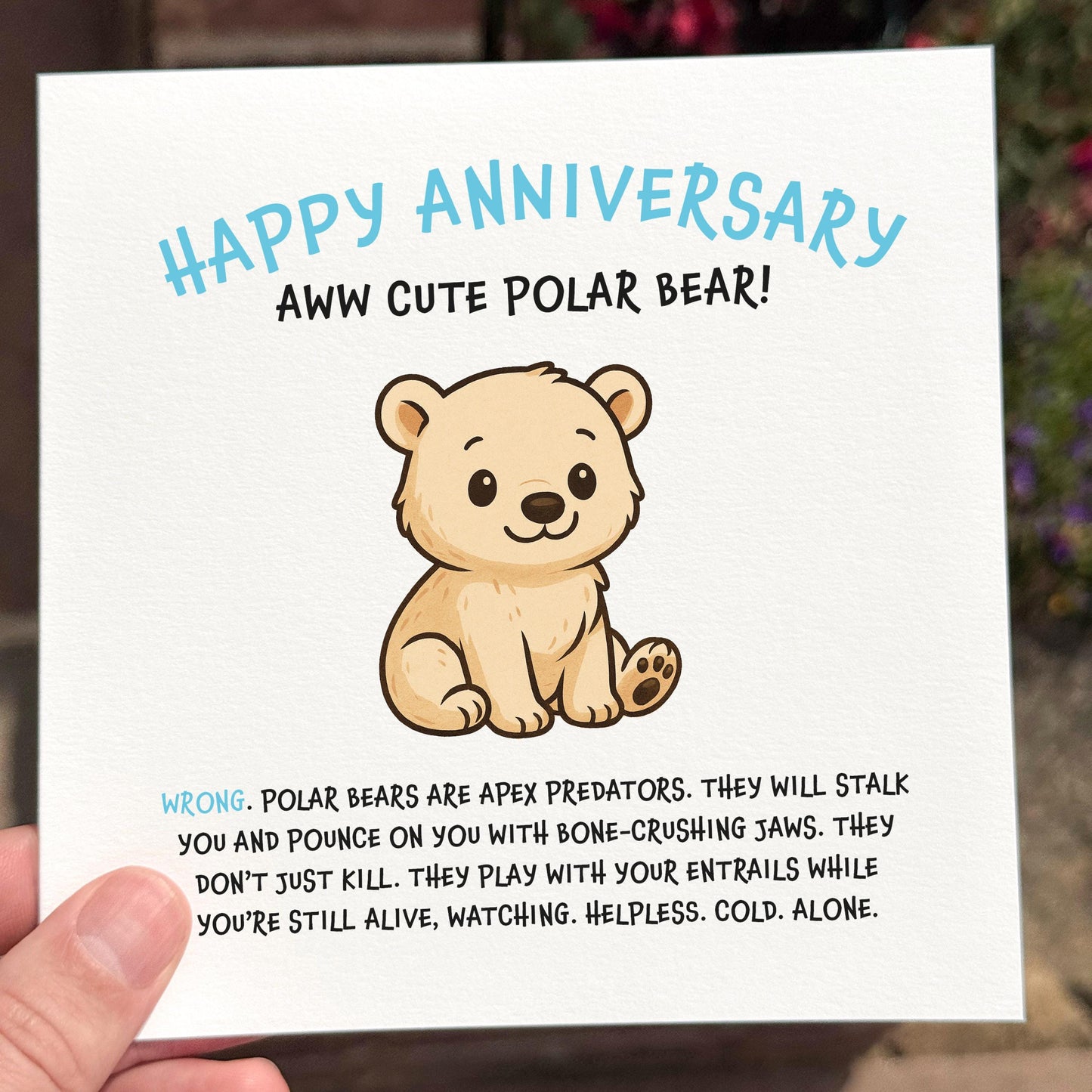 Funny Anniversary Card: Polar Bear Meme, Dark Humor Savage Love