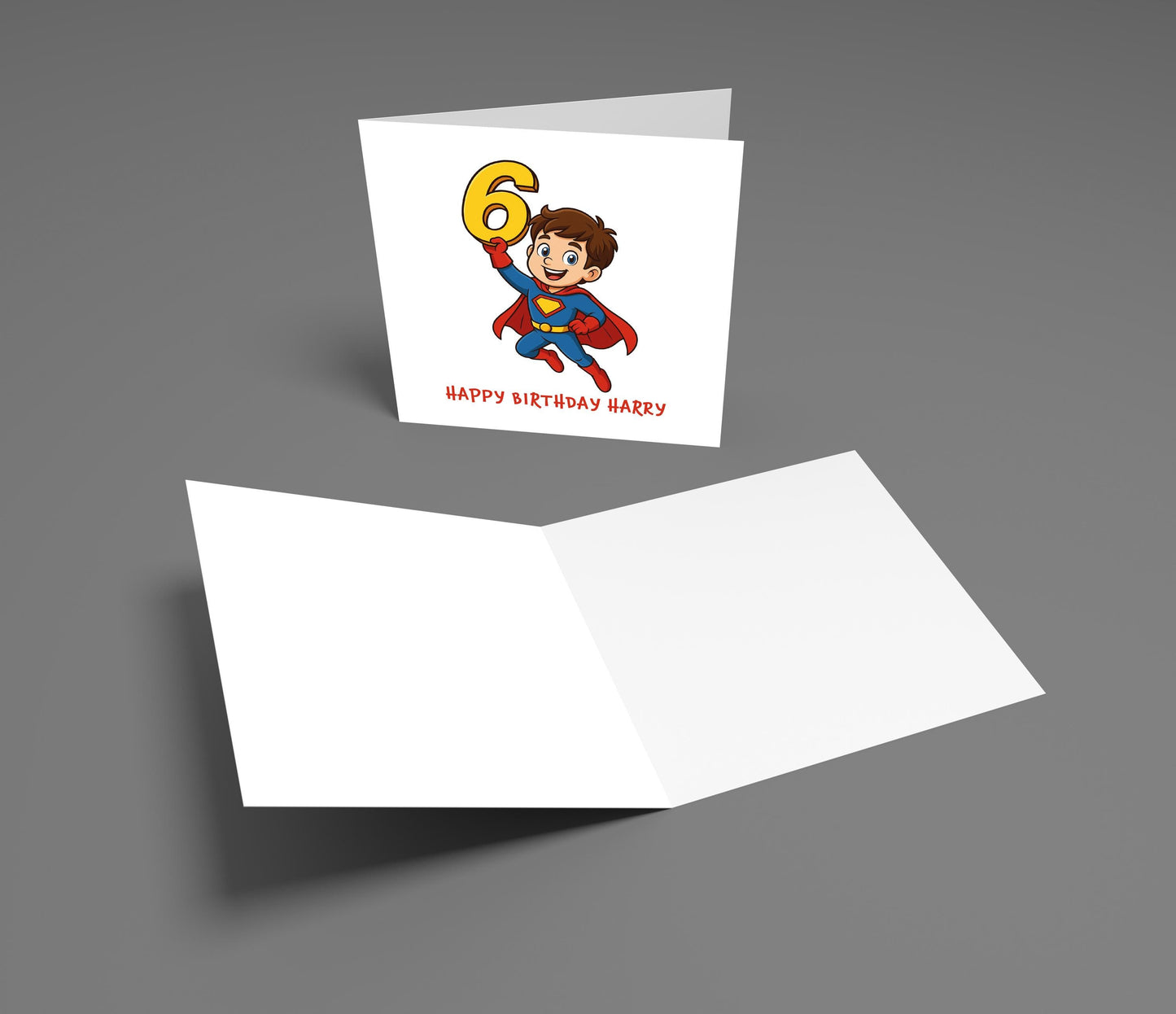 Personalized Superhero 6th Birthday Card for Boy