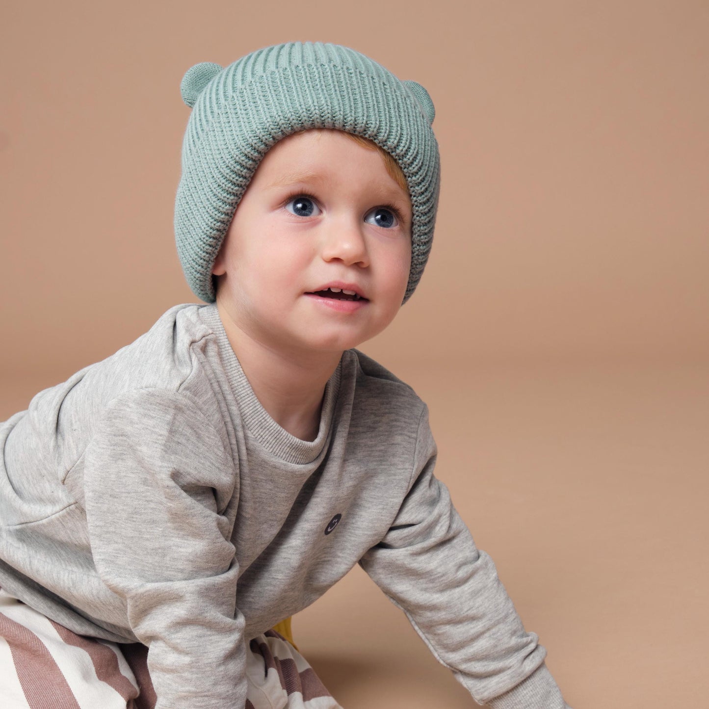 Organic Baby Bear Beanie, Cotton Knit Hat for Babies, Newborn or Toddler Gift