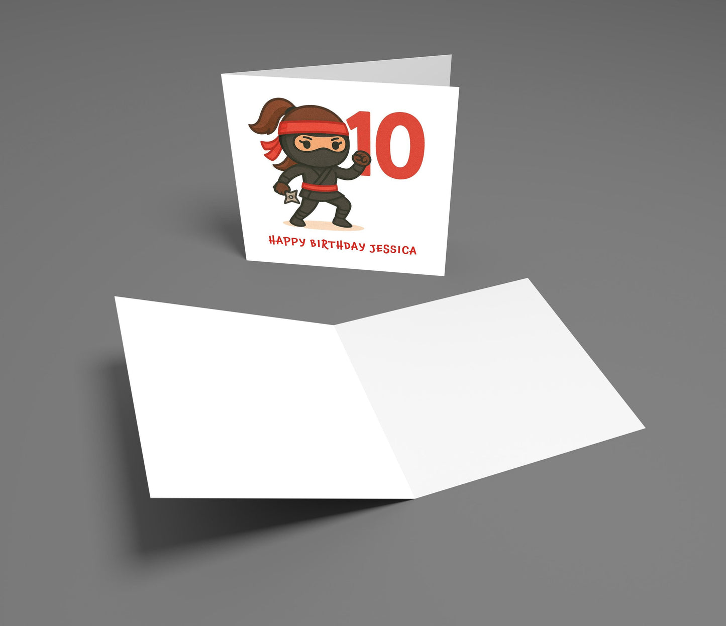 Personalized Ninja 10th Birthday Card: Martial Arts Girl