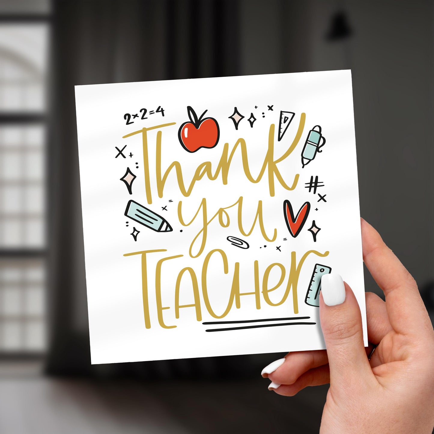 Personalized Teacher Thank You Card: End of Term Gift, Hand-Drawn Design