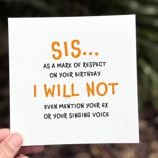 Funny Sarcastic Birthday Card for Sister: Cheeky Humor