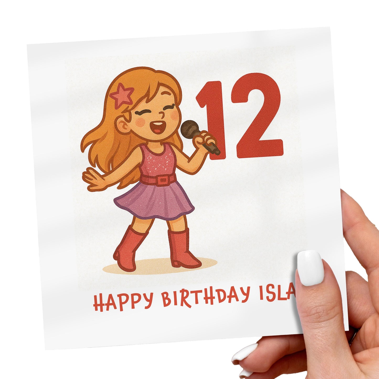 Personalized Popstar 12th Birthday Card for Girl: Music Theme