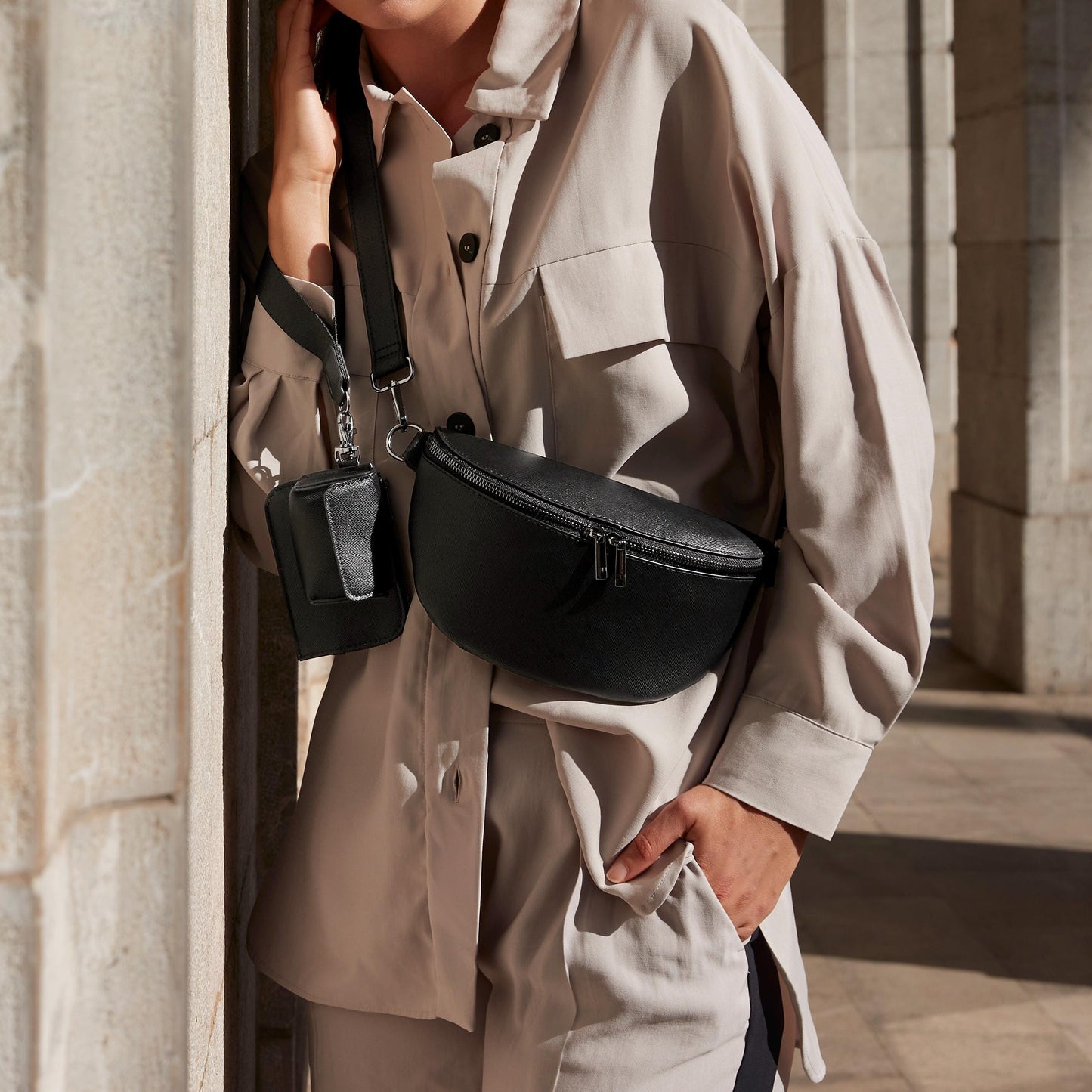 Black Cross Body Bag, Personalised Men’s Bag, Stylish Gift for Him