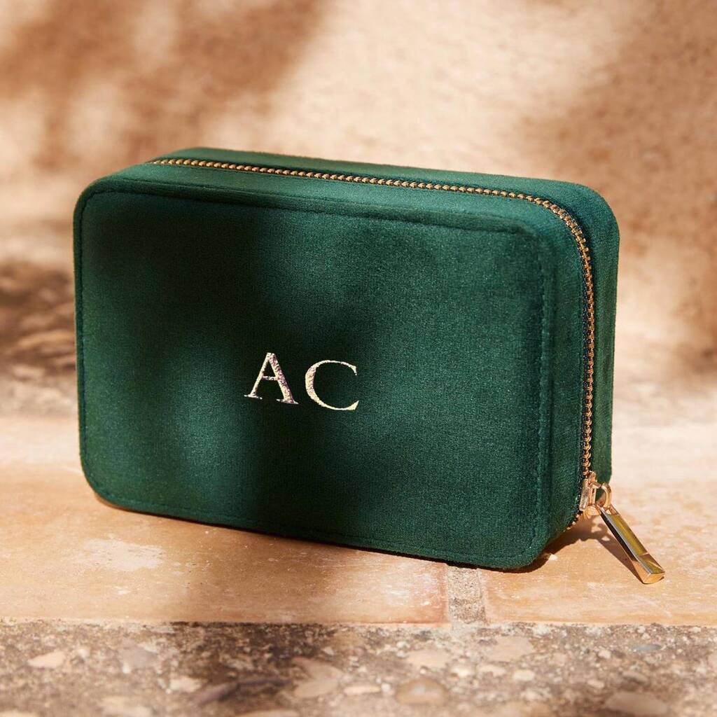 Velvet Travel Jewellery Box, Personalised Jewellery Case, Luxury Gift for Her