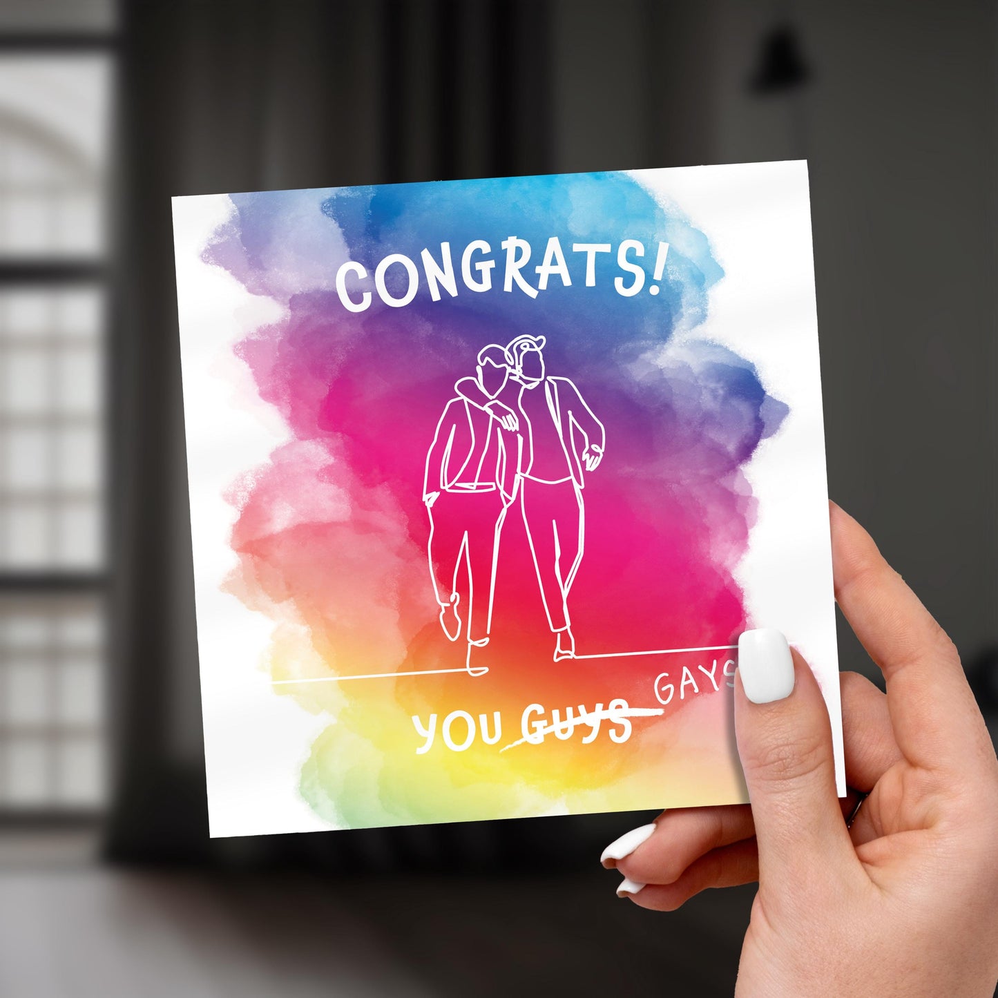 Funny Gay Wedding Card: Rainbow LGBTQ Congratulations