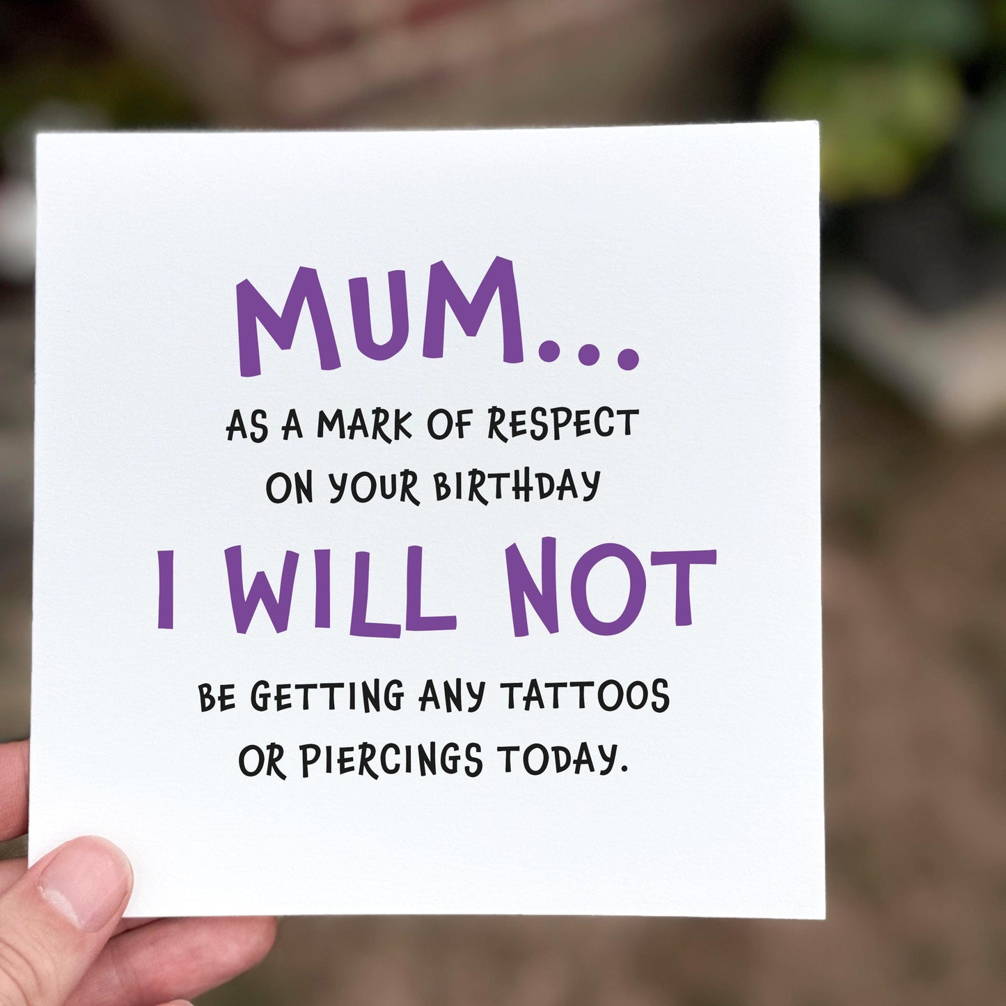 Funny Birthday Card for Mum: Cheeky Tattoo Joke, Personalizable