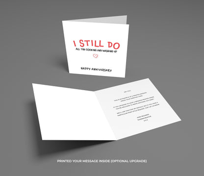 Anniversary card with 'I Still Do' text on a gray background