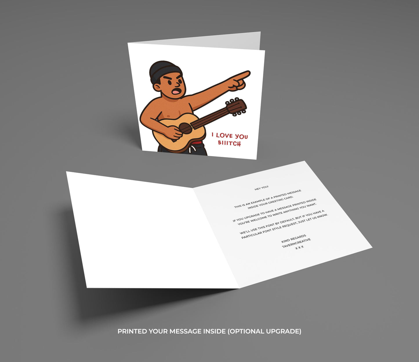 Funny Love Card, I Love You Bitch Meme Card, Viral Guitar Serenade Card, Internet Quote Card for Girlfriend or Boyfriend, NSFW Romance Card