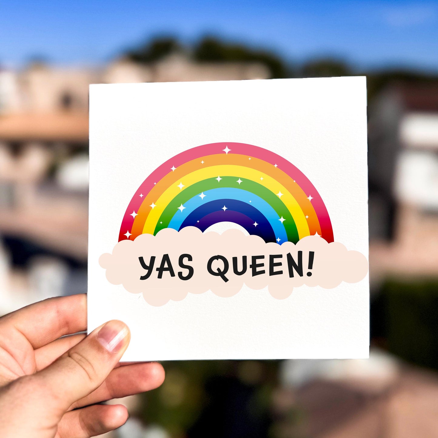 Funny Yas Queen Birthday Card: Rainbow Pride LGBTQ+ Celebration