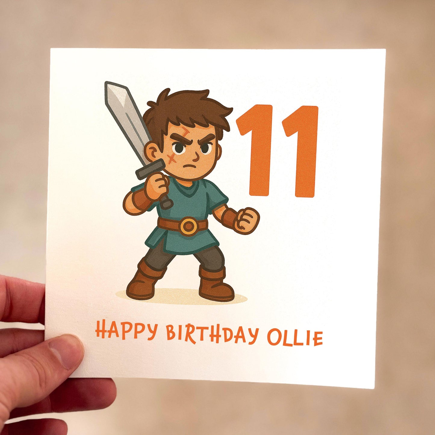 Gamer Birthday Card for Son: Sword Fighter, Epic Quest