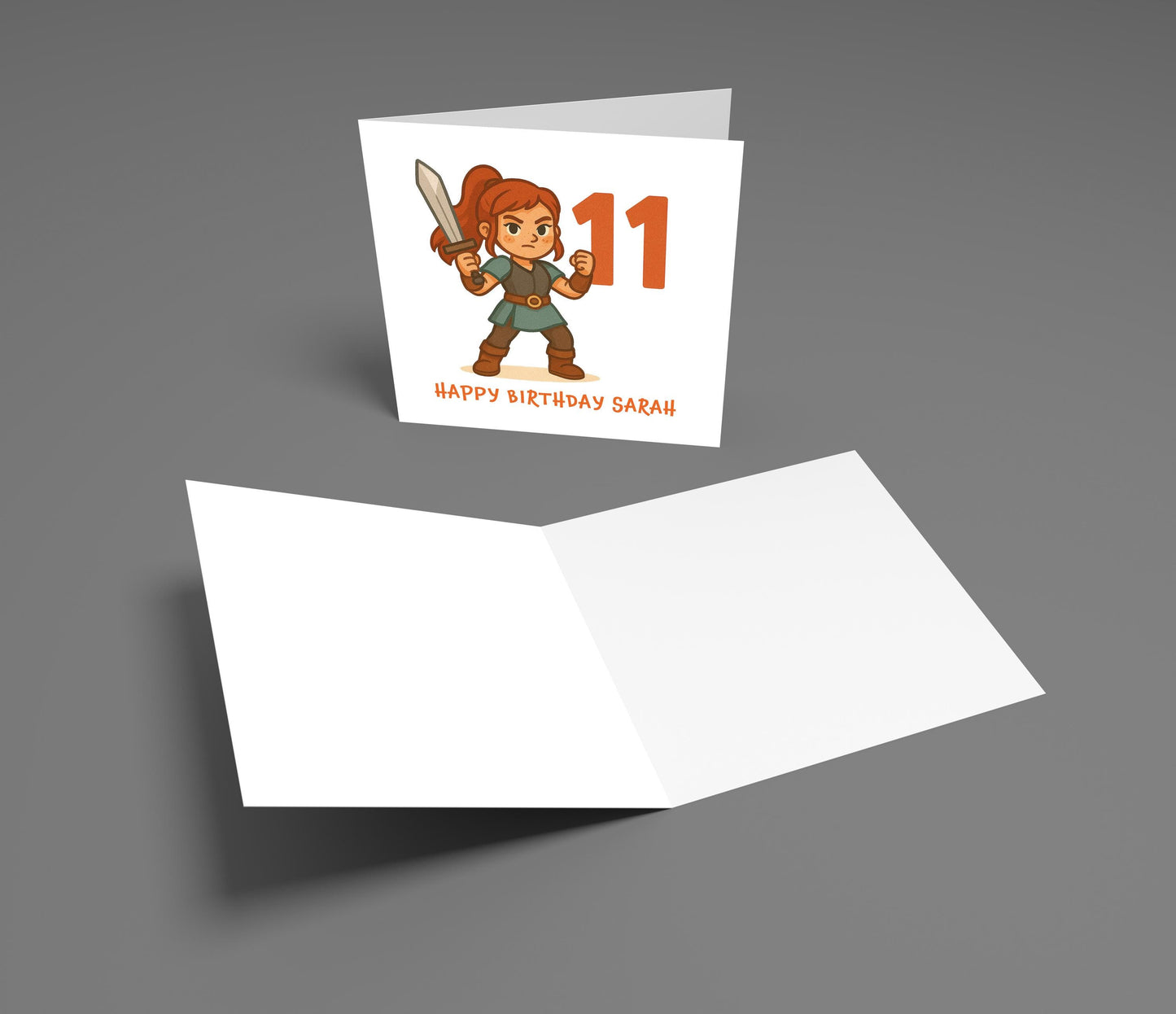 Personalized 11th Birthday Card for Girl: Warrior Gamer Theme