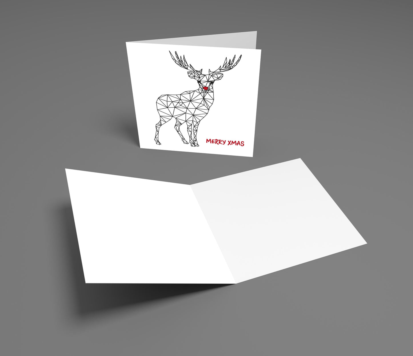 Geometric Deer Christmas Card: Modern Rudolph Holiday Card