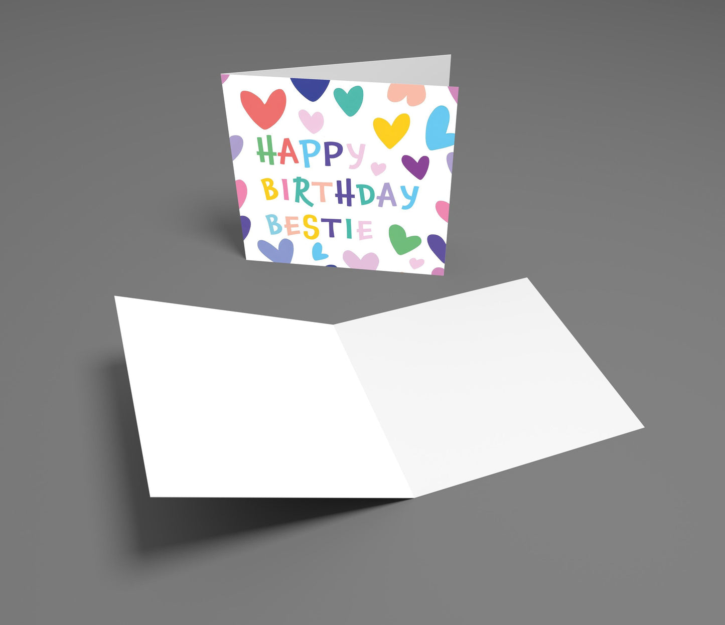 Happy Birthday Bestie Card: Rainbow Heart Design, Personalizable