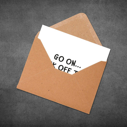 Brown envelope with a white card inside on a gray background