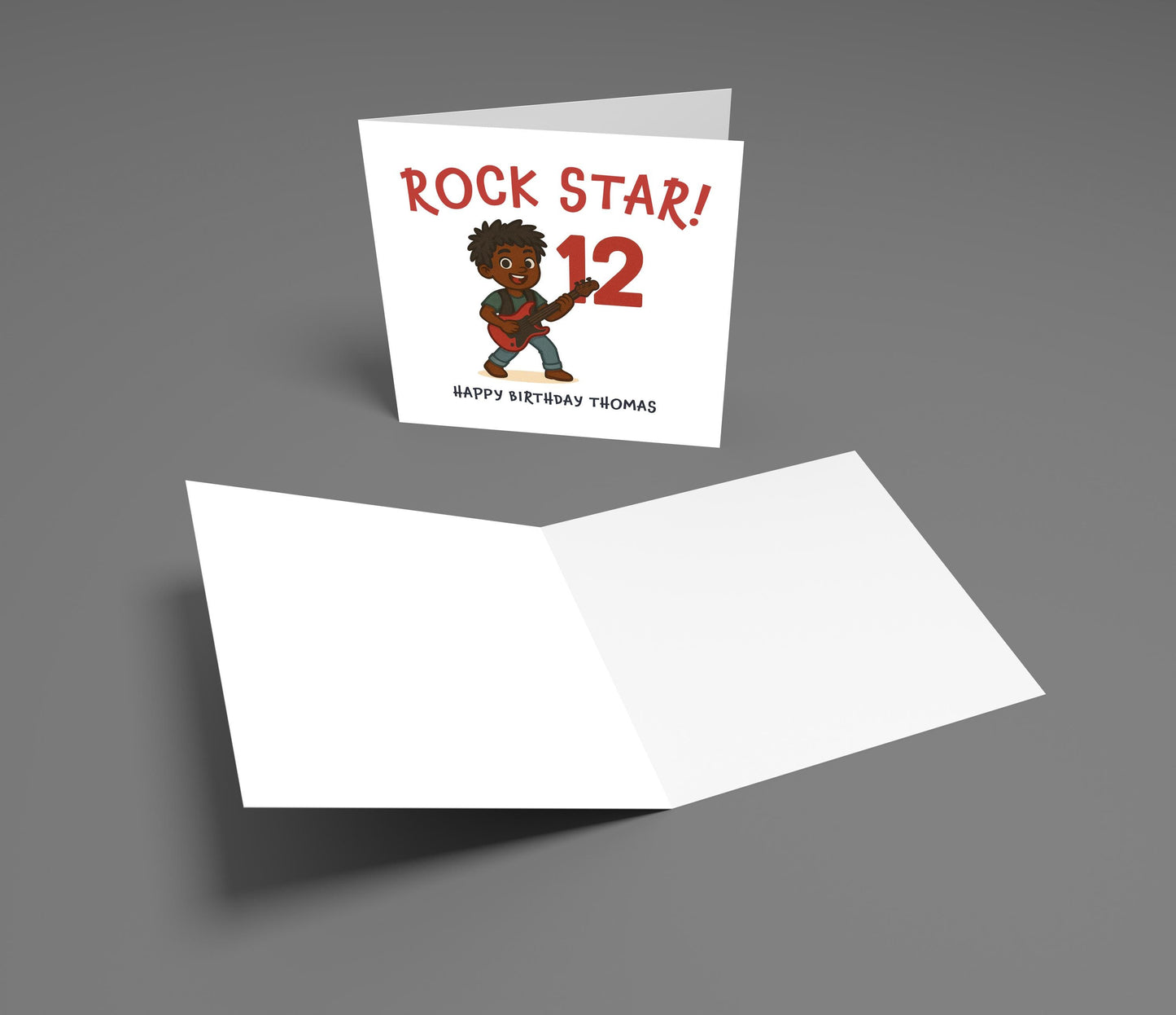 Personalized Rockstar 12th Birthday Card for Boy: Music Lover Guitar Design