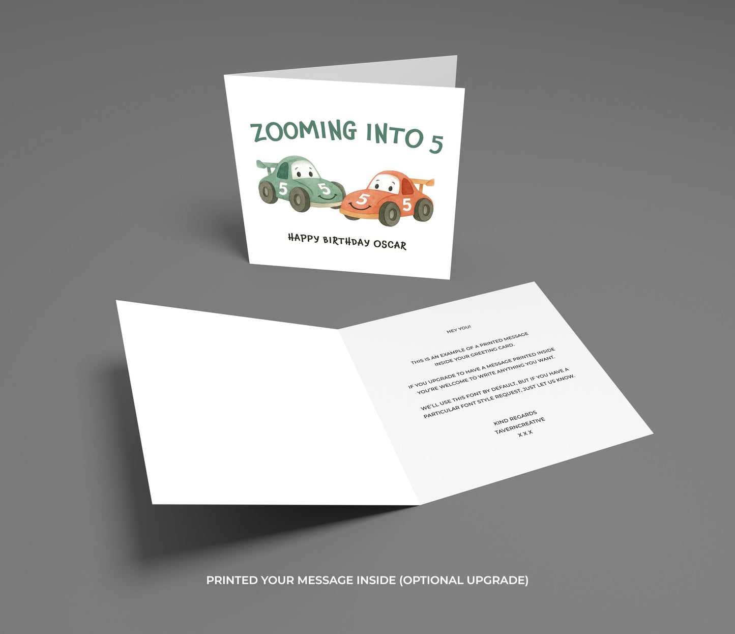 Race Car 5th Birthday Card for Boy: Zooming Into Five