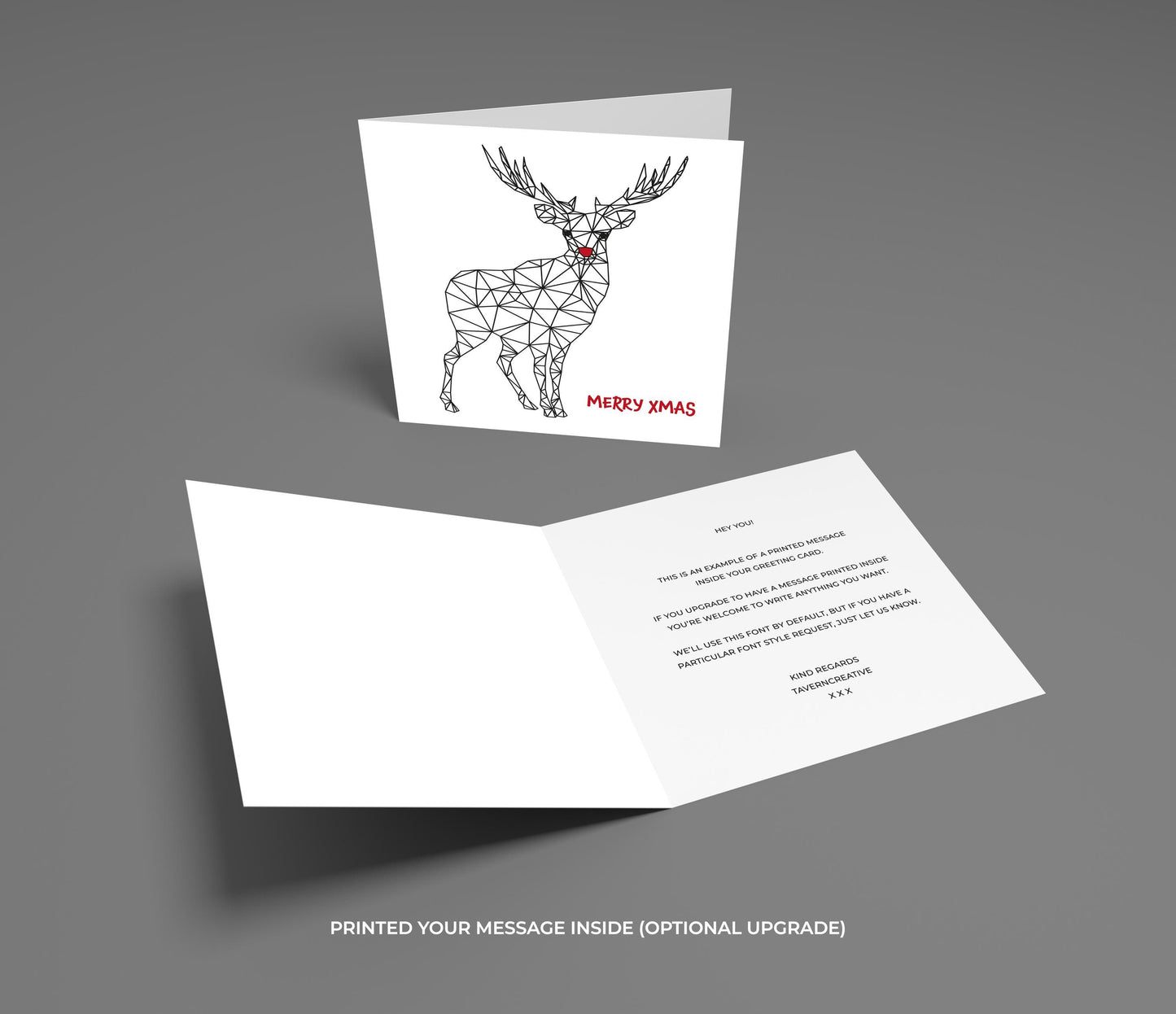 Geometric Deer Christmas Card: Modern Rudolph Holiday Card