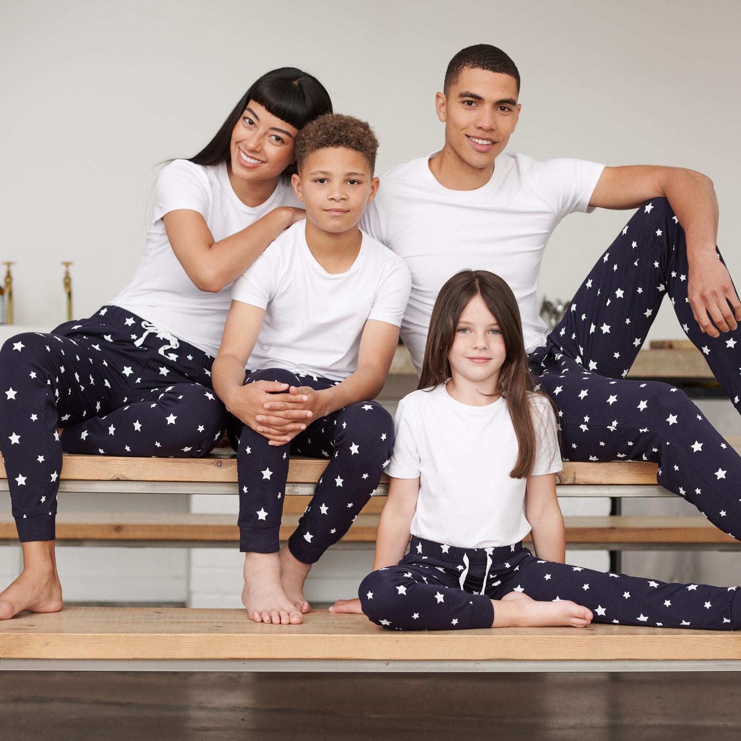 Navy and White Stripe Christmas Pyjama Bottoms, Matching Family PJs