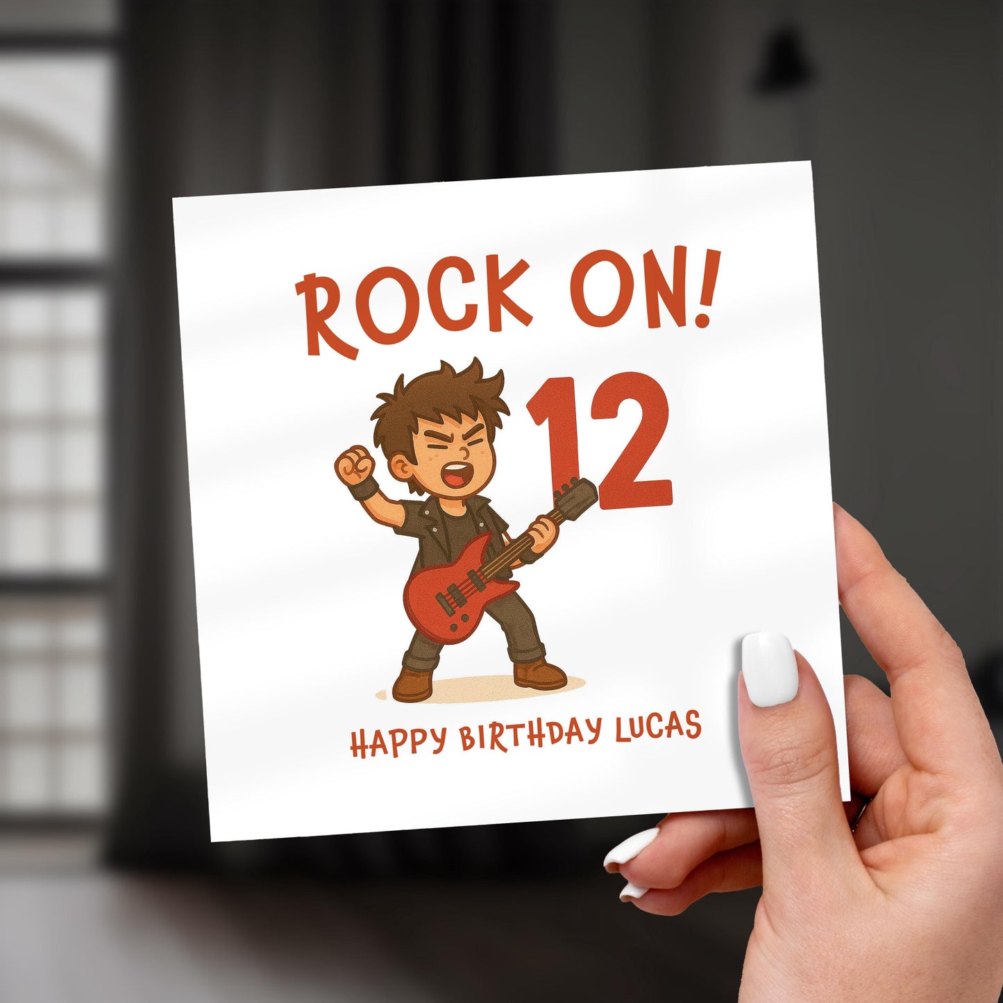 Rock Star 12th Birthday Card for Son: Guitar Music