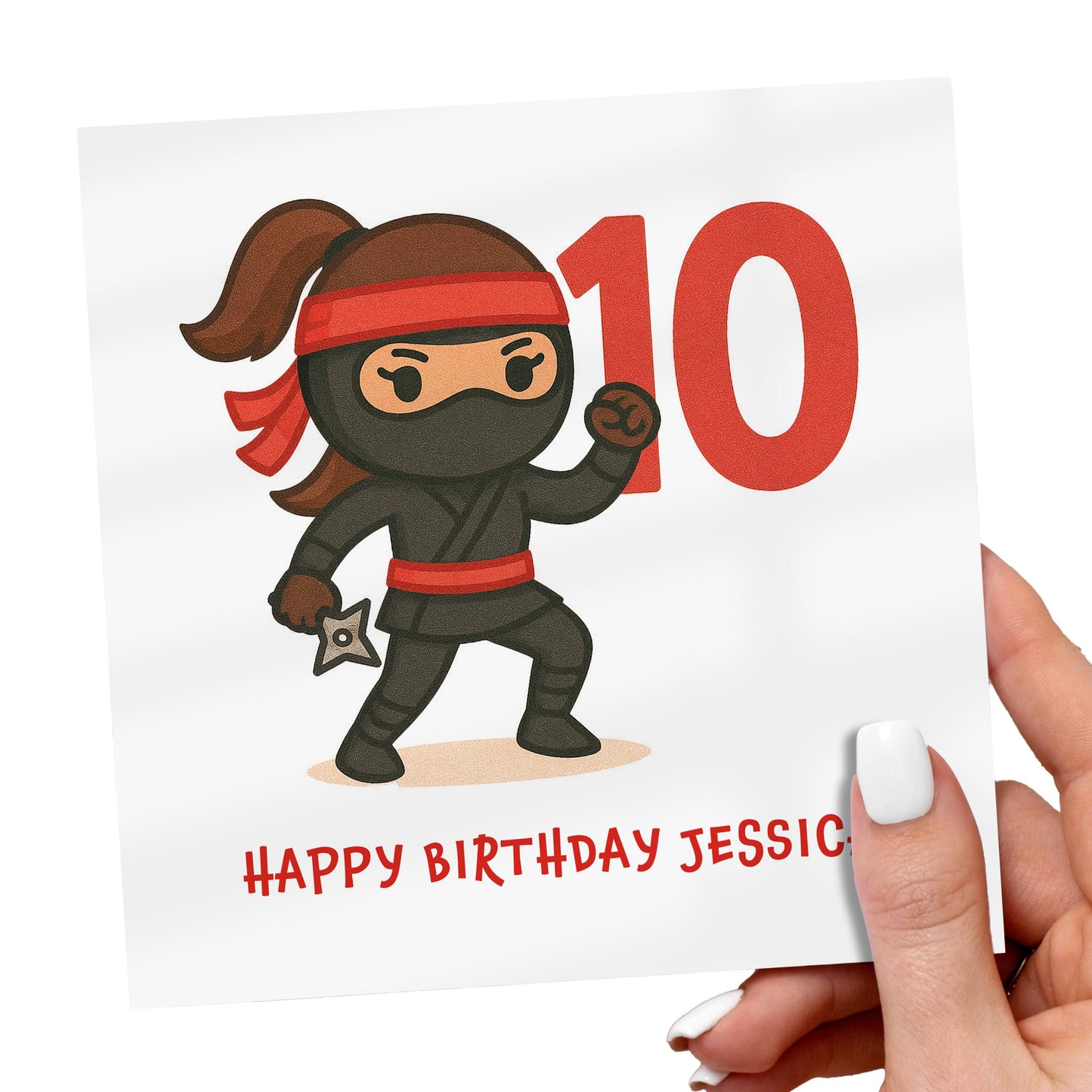 Personalized Ninja 10th Birthday Card: Martial Arts Girl