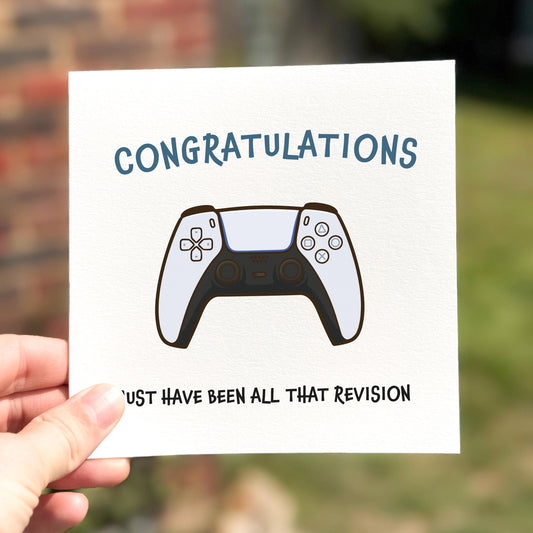 Funny Gamer Congratulations Card: GCSE, A-Level Exam Results