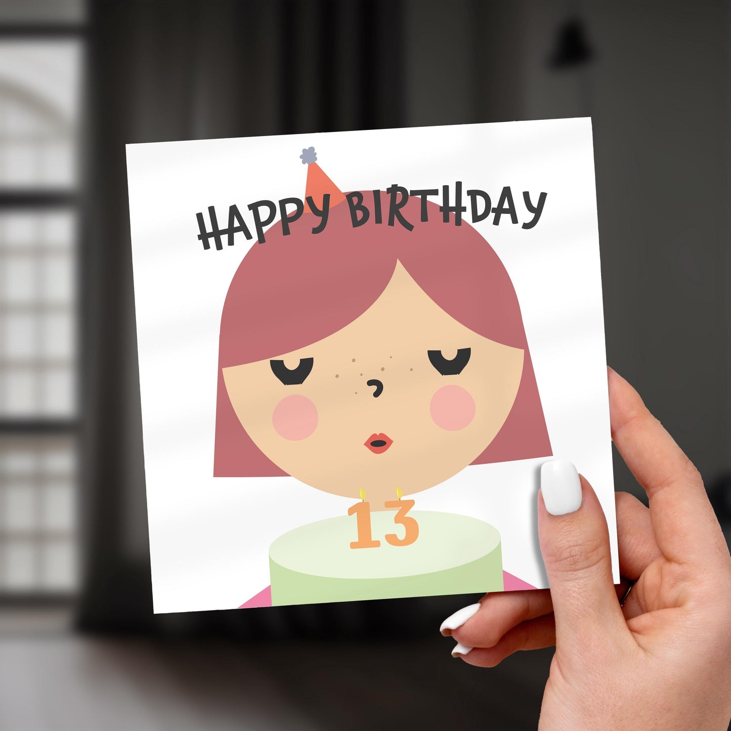 Personalized 13th Birthday Card for Teen Girl: Cake & Candles