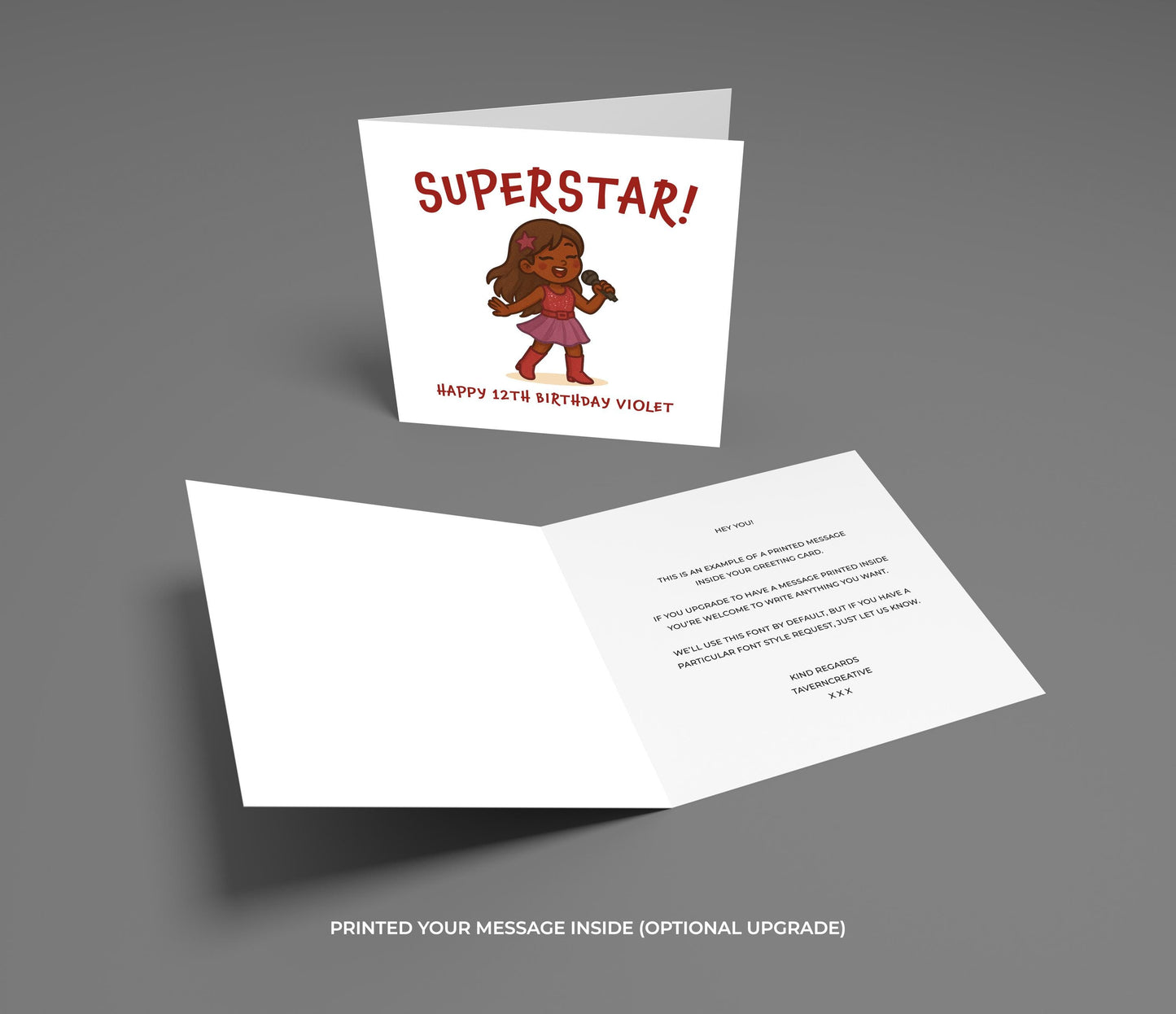 Pop Star 12th Birthday Card for Girl: Glittery Superstar