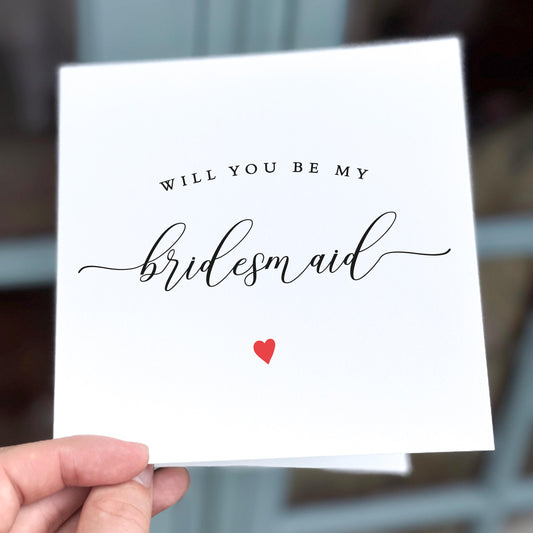 Elegant Bridesmaid Proposal Card: Script Heart Design