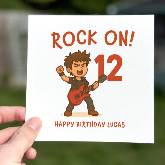 Rock Star 12th Birthday Card for Son: Guitar Music