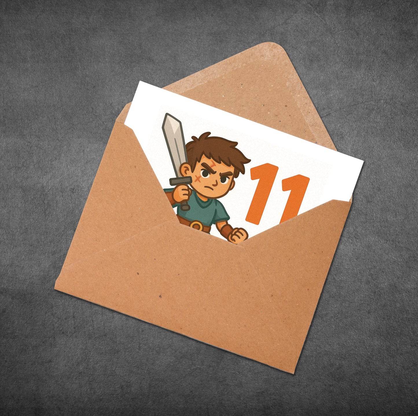 Gamer Birthday Card for Son: Sword Fighter, Epic Quest